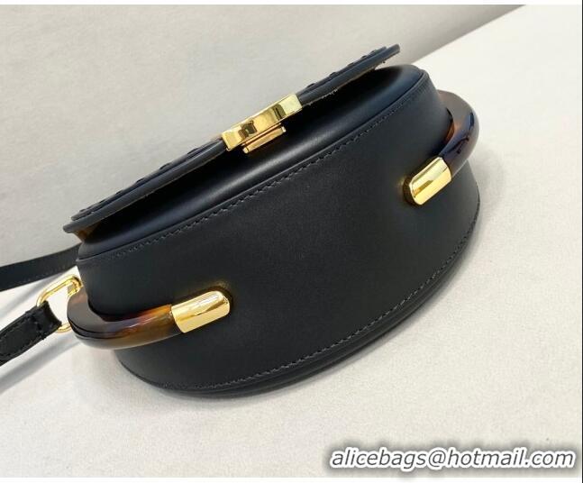 Pretty Style Fendi Moonlight Leather Round Shoulder Bag FD0320 Black 2021