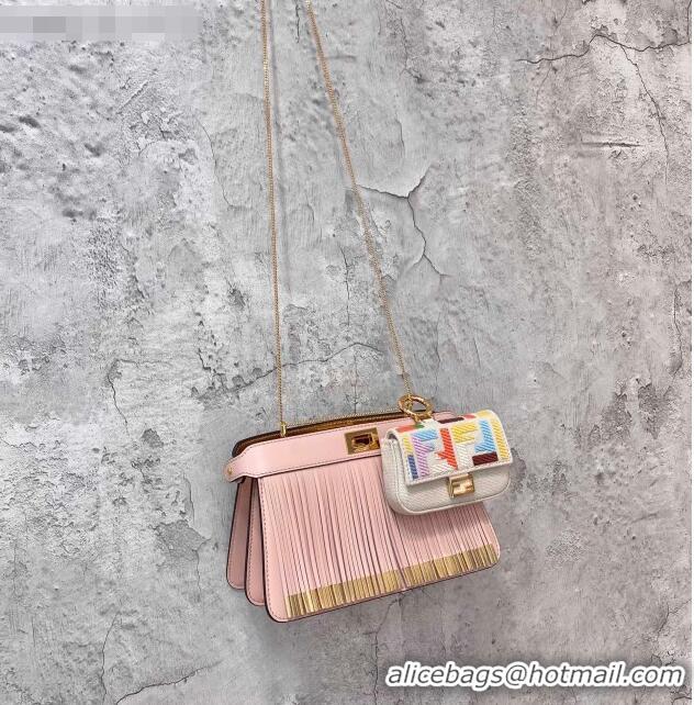 Best Price Fendi Peekaboo I See U Pochette Chain Bag with Fringes FD0325 Pink 2021