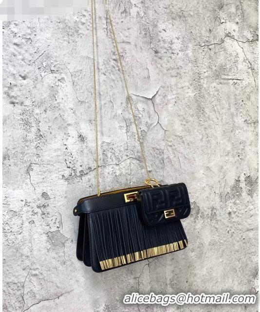 Famous Brand Fendi Peekaboo I See U Pochette Chain Bag with Fringes FD0326 Black 2021