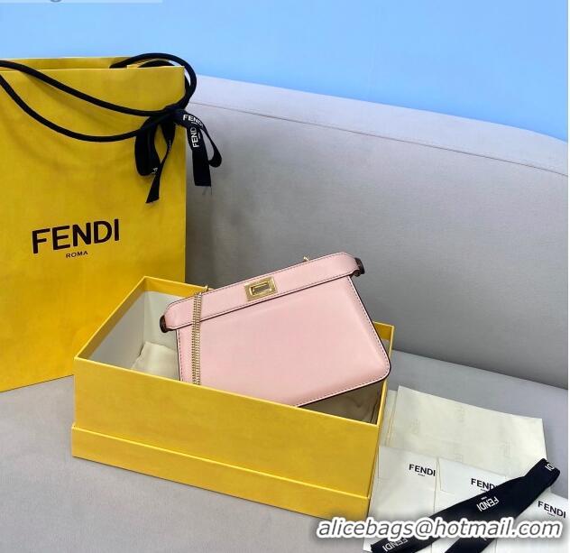 New Design Fendi Peekaboo I See U Pochette Leather Chain Bag FD0327 Pink 2021