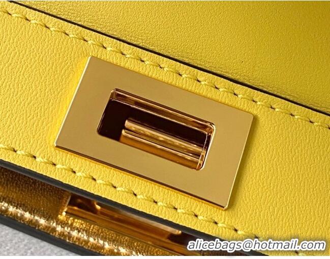 Top Grade Fendi Peekaboo I See U Pochette Leather Chain Bag FD0327 Yellow 2021