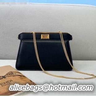 Super Quality Fendi Peekaboo I See U Pochette Leather Chain Bag FD0327 Black 2021