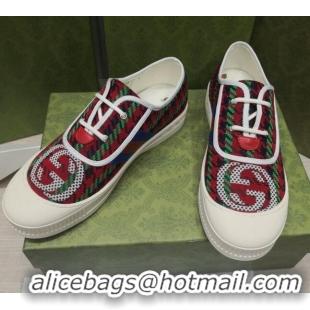 Low Price Gucci Houndstooth Sneakers 022625 Green/Red