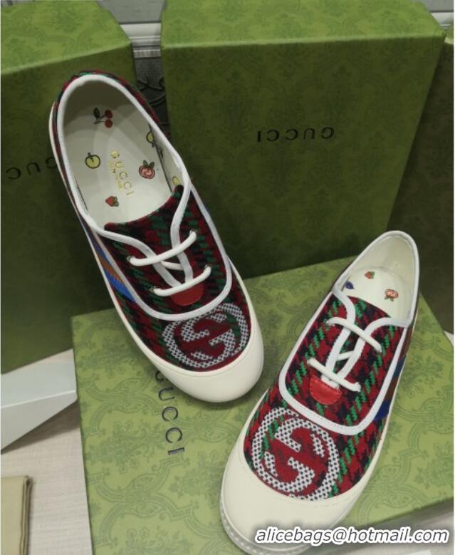 Low Price Gucci Houndstooth Sneakers 022625 Green/Red