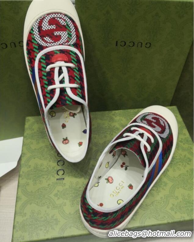 Low Price Gucci Houndstooth Sneakers 022625 Green/Red