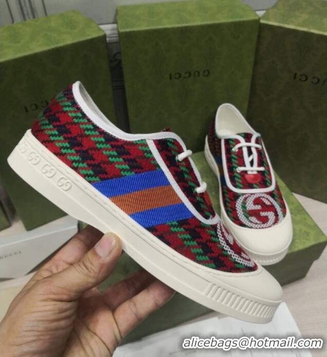 Low Price Gucci Houndstooth Sneakers 022625 Green/Red