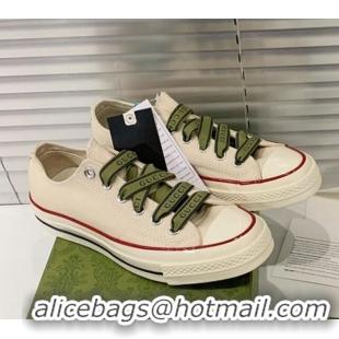 Good Quality Gucci x Converse Canvas Low-top Sneakers 031090 White 2021