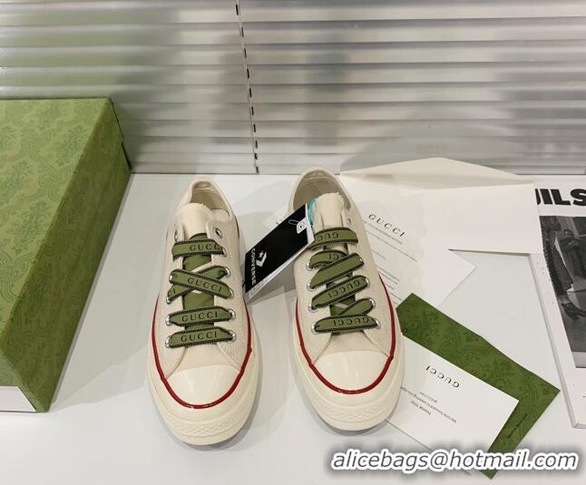 Good Quality Gucci x Converse Canvas Low-top Sneakers 031090 White 2021