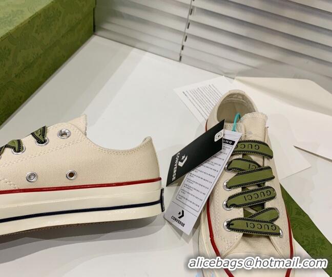 Good Quality Gucci x Converse Canvas Low-top Sneakers 031090 White 2021