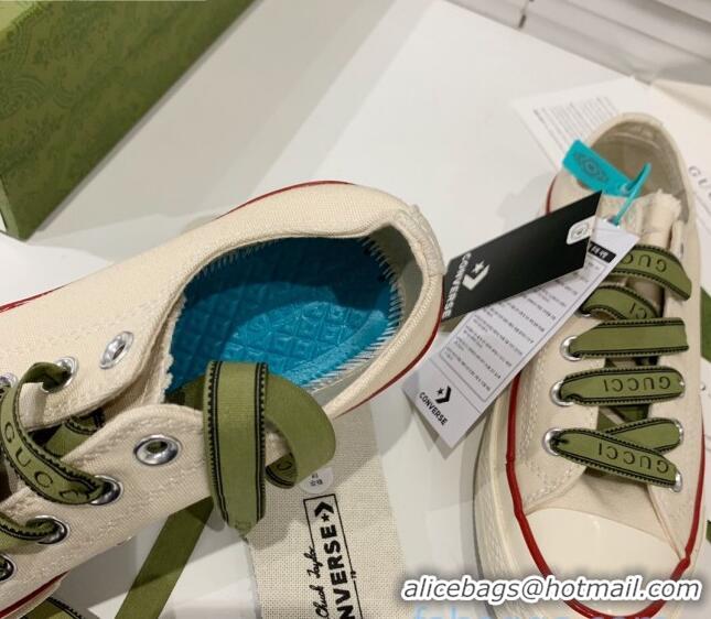 Good Quality Gucci x Converse Canvas Low-top Sneakers 031090 White 2021