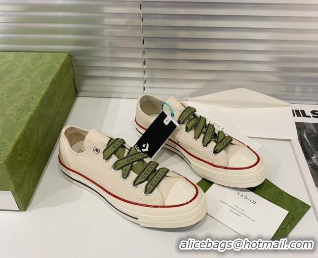 Good Quality Gucci x Converse Canvas Low-top Sneakers 031090 White 2021