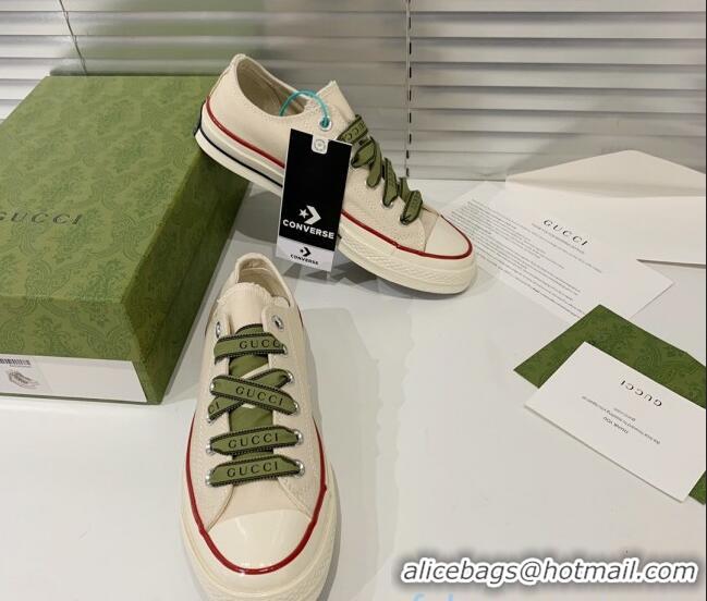 Good Quality Gucci x Converse Canvas Low-top Sneakers 031090 White 2021