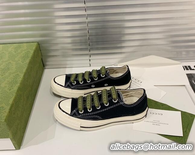 Best Luxury Gucci x Converse Canvas Low-top Sneakers 031090 Black 2021