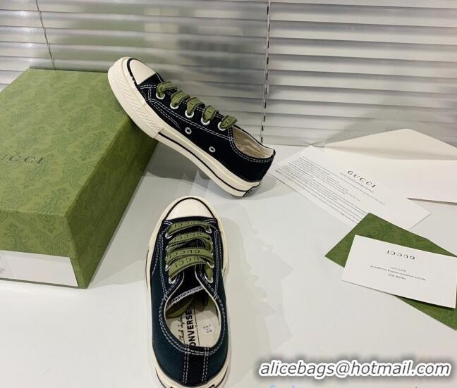 Best Luxury Gucci x Converse Canvas Low-top Sneakers 031090 Black 2021