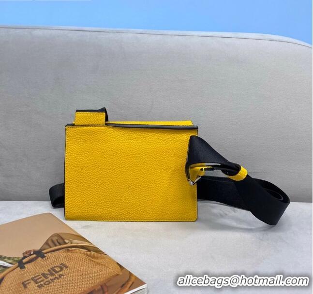 Super Quality Fendi Men's Grained Leather Messenger Mini Bag F0330 Yellow 2021