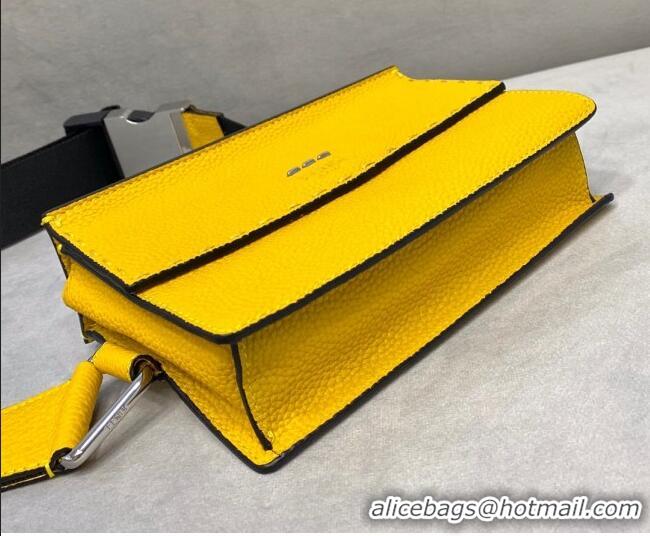 Super Quality Fendi Men's Grained Leather Messenger Mini Bag F0330 Yellow 2021