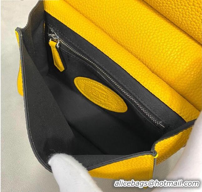 Super Quality Fendi Men's Grained Leather Messenger Mini Bag F0330 Yellow 2021