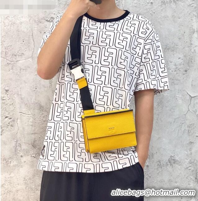 Super Quality Fendi Men's Grained Leather Messenger Mini Bag F0330 Yellow 2021