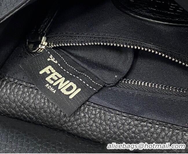 Popular Fendi Men's Grained Leather Messenger Mini Bag F0330 Black 2021