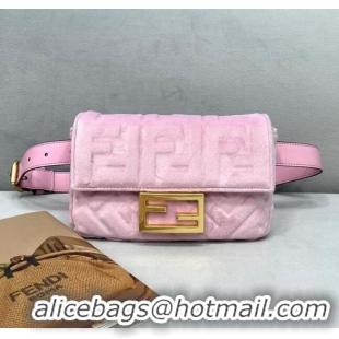 Stylish Grade Fendi Baguette Velvet Belt Bag FD0403 Light Pink 2021