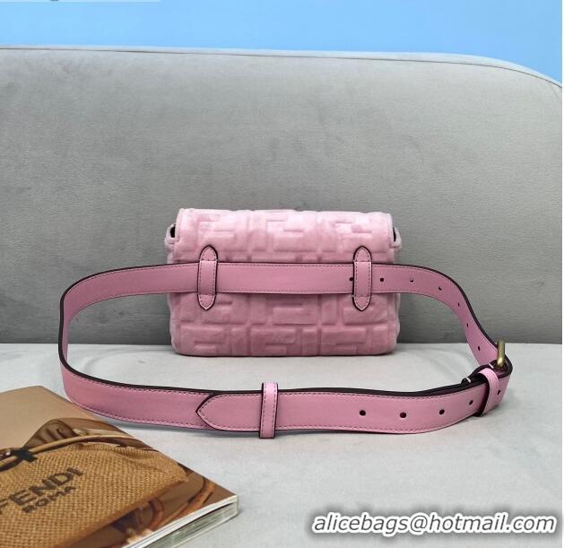 Stylish Grade Fendi Baguette Velvet Belt Bag FD0403 Light Pink 2021