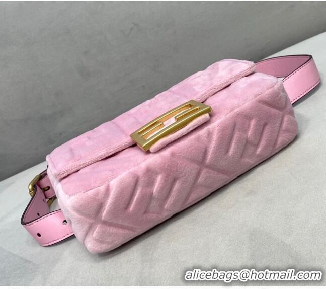 Stylish Grade Fendi Baguette Velvet Belt Bag FD0403 Light Pink 2021