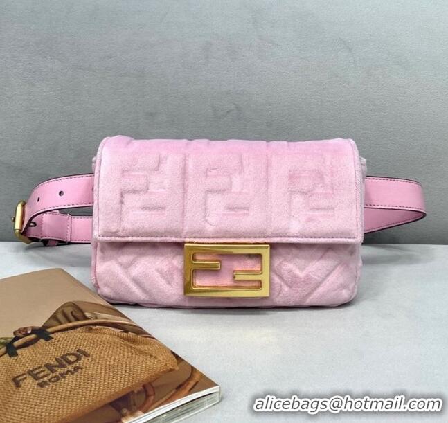 Stylish Grade Fendi Baguette Velvet Belt Bag FD0403 Light Pink 2021