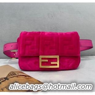 Modern Brand Fendi Baguette Velvet Belt Bag Fuchsia FD0403 Pink 2021