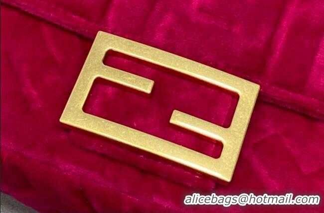 Modern Brand Fendi Baguette Velvet Belt Bag Fuchsia FD0403 Pink 2021