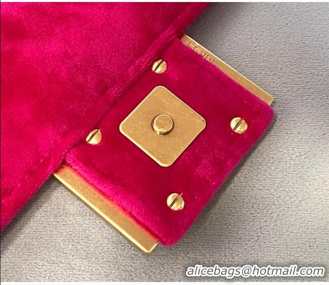 Modern Brand Fendi Baguette Velvet Belt Bag Fuchsia FD0403 Pink 2021