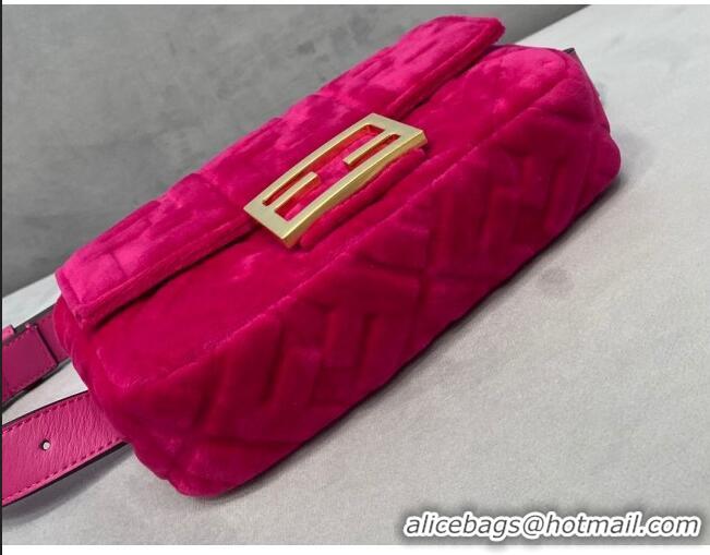 Modern Brand Fendi Baguette Velvet Belt Bag Fuchsia FD0403 Pink 2021