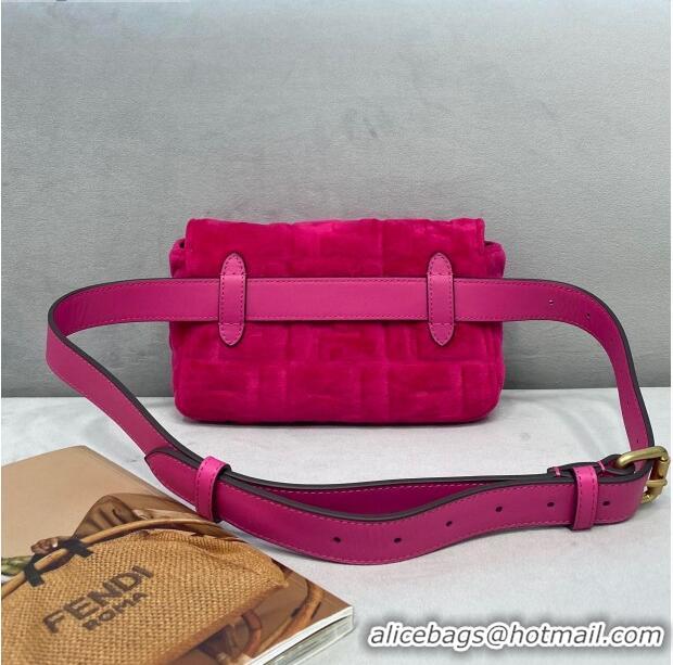 Modern Brand Fendi Baguette Velvet Belt Bag Fuchsia FD0403 Pink 2021