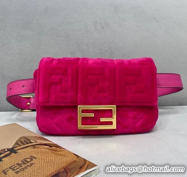 Modern Brand Fendi Baguette Velvet Belt Bag Fuchsia FD0403 Pink 2021