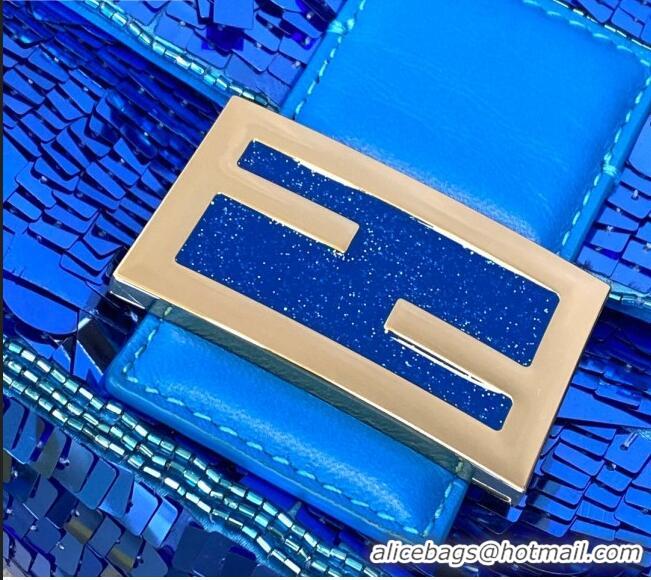 Free Shipping Promotional Fendi Baguette Sequins Medium Bag FD0408 Blue 2021