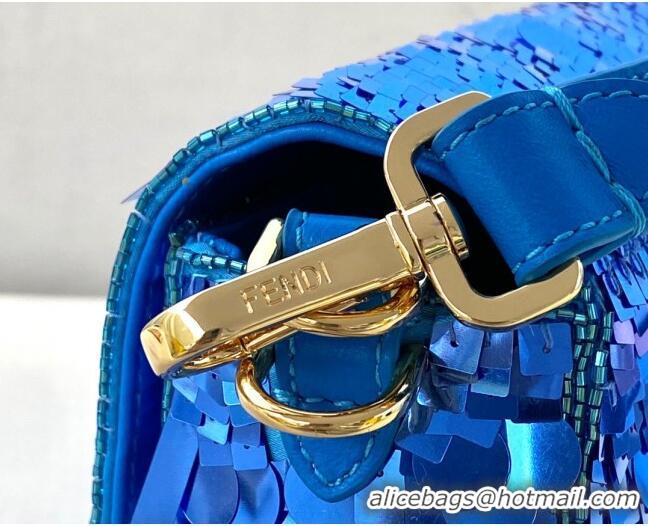 Free Shipping Promotional Fendi Baguette Sequins Medium Bag FD0408 Blue 2021