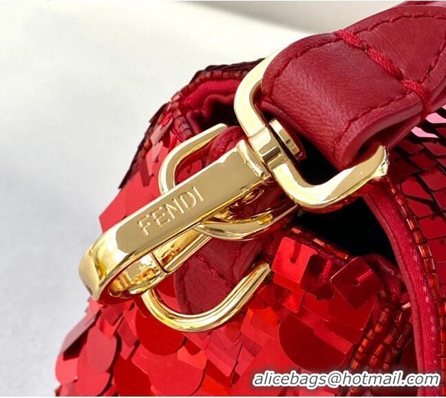 Shop Cheap Fendi Baguette Sequins Medium Bag FD0408 Red 2021