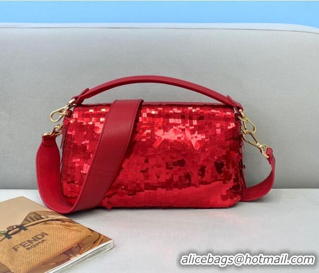 Shop Cheap Fendi Baguette Sequins Medium Bag FD0408 Red 2021