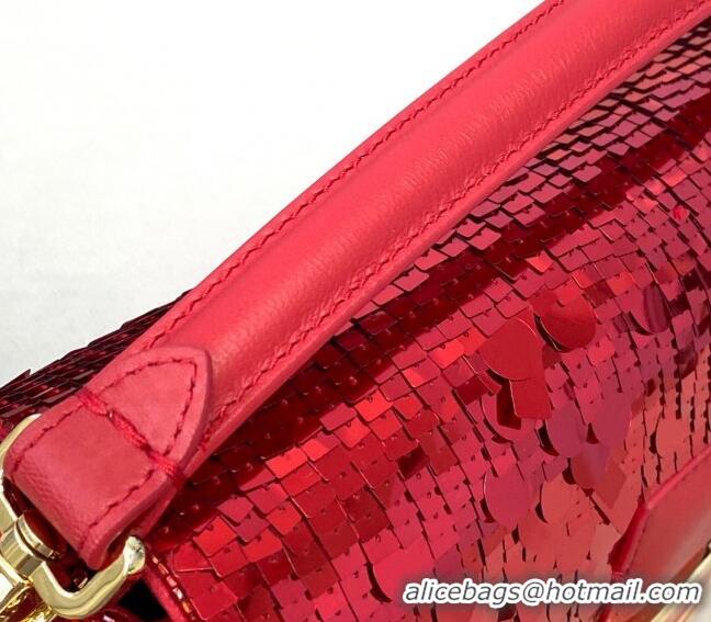 Shop Cheap Fendi Baguette Sequins Medium Bag FD0408 Red 2021