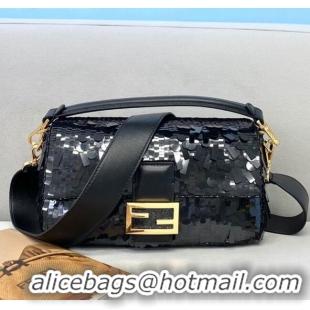 Good Taste Fendi Baguette Sequins Medium Bag FD0408 Black 2021