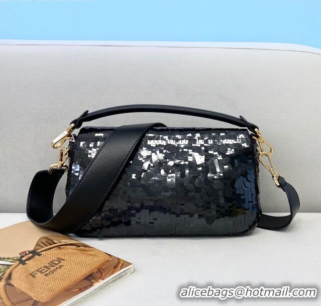 Good Taste Fendi Baguette Sequins Medium Bag FD0408 Black 2021