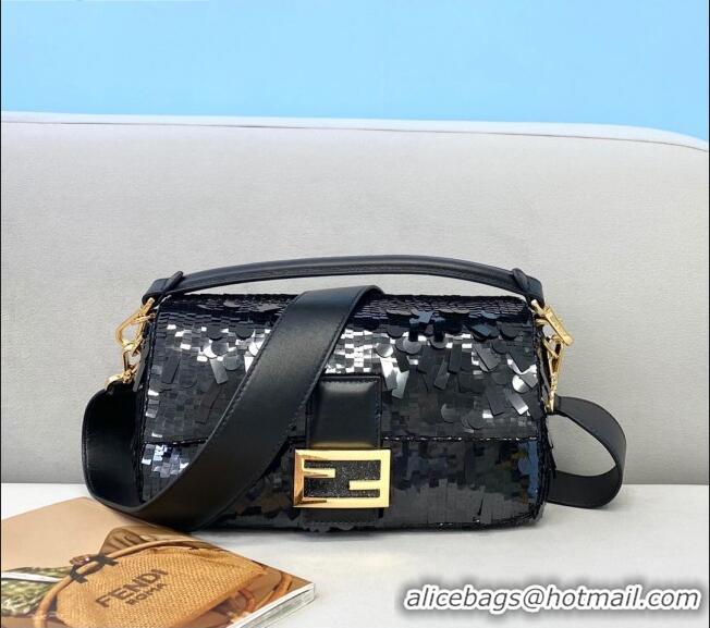 Good Taste Fendi Baguette Sequins Medium Bag FD0408 Black 2021