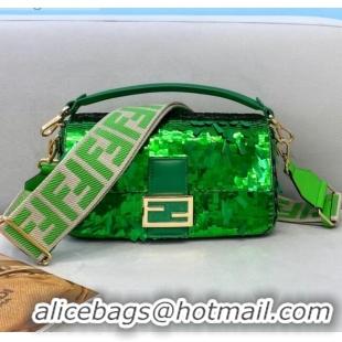 Low Cost Fendi Baguette Sequins Medium Bag FD0408 Green 2021