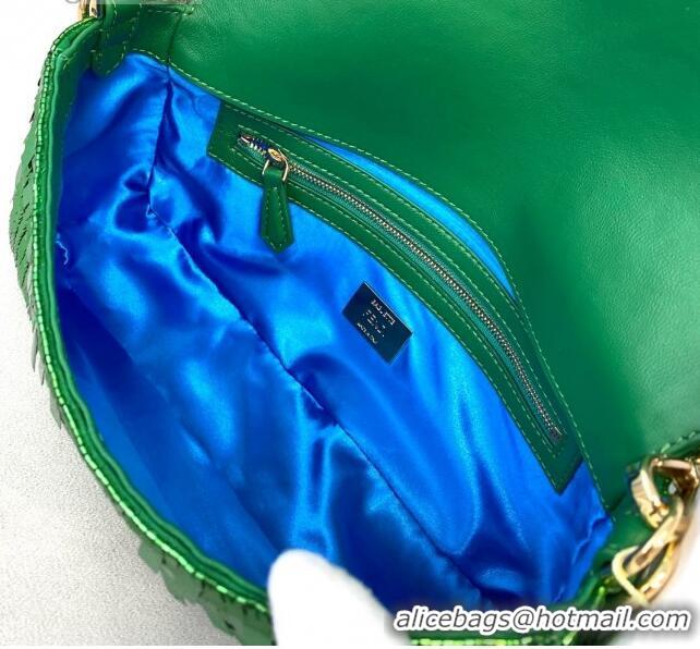 Low Cost Fendi Baguette Sequins Medium Bag FD0408 Green 2021