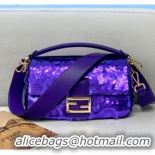 Spot Bulk Fendi Baguette Sequins Medium Bag FD0408 Purple 2021