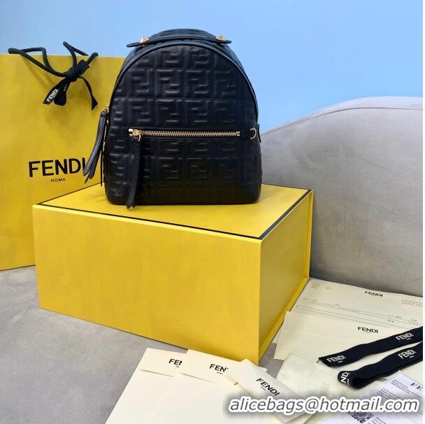 Buy New Cheap Fendi FF Leather Mini Backpack FD0413 Black 2021