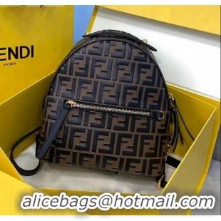 Grade Discount Fendi FF Leather Mini Backpack FD0413 Brown 2021