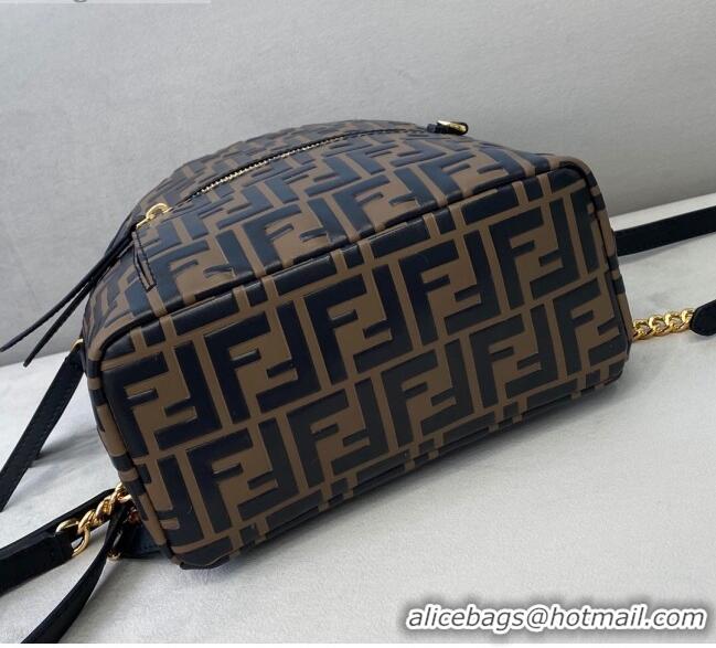 Grade Discount Fendi FF Leather Mini Backpack FD0413 Brown 2021