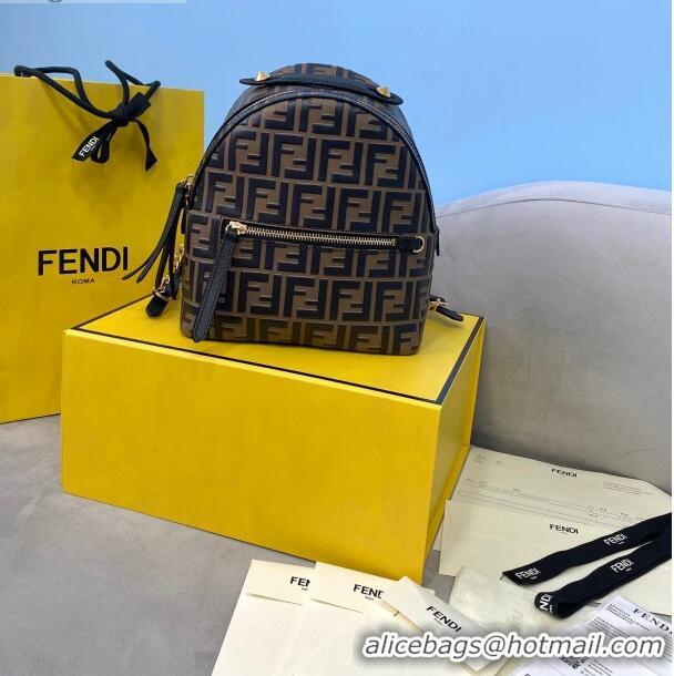 Grade Discount Fendi FF Leather Mini Backpack FD0413 Brown 2021