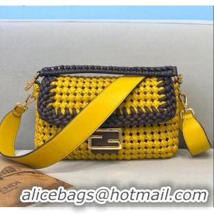 Unique Style Unique Style Fendi Baguette Medium Bag in FD0416 Yellow Interlace Leather 2021