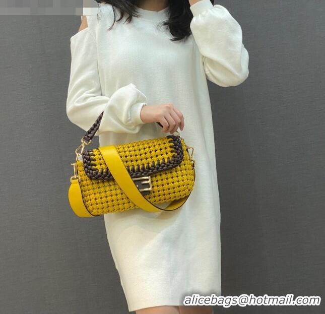 Unique Style Unique Style Fendi Baguette Medium Bag in FD0416 Yellow Interlace Leather 2021